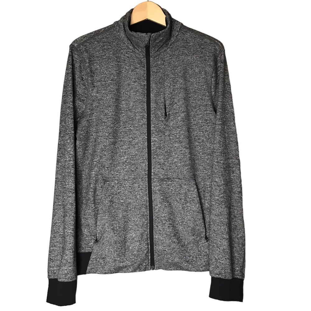 Lululemon Full Zip Jacket Heathered Light Grey Mock Neck Coat Men's Medium